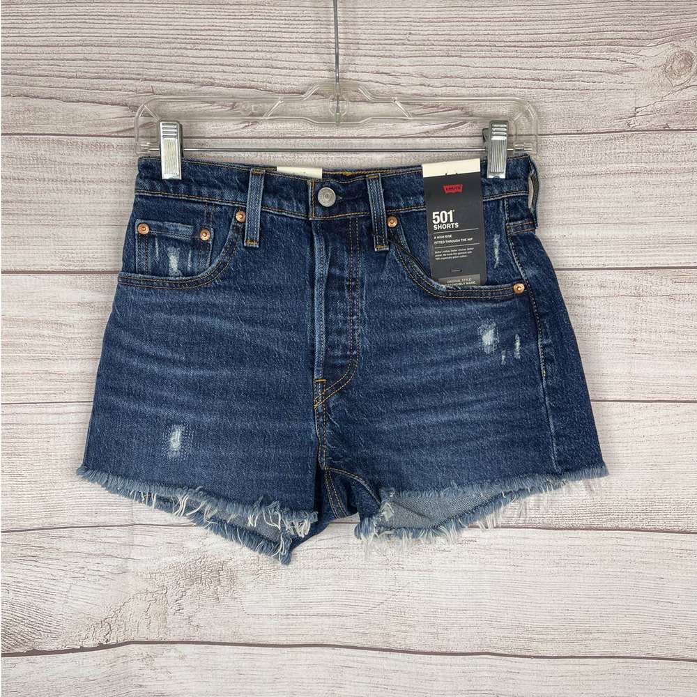Levi’s 501 High Rise Fitted Through The Hip Denim Jean Shorts Women's Size 25